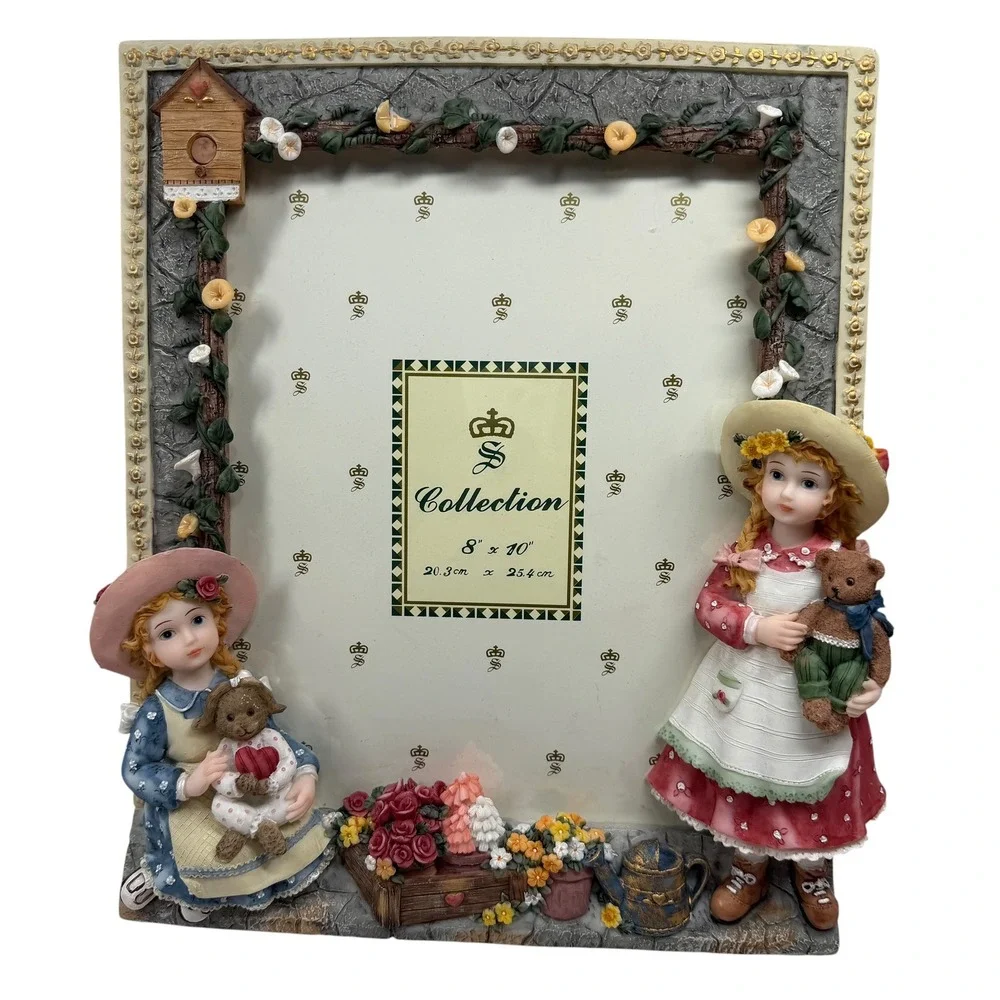 Montefiori Collection Picture Frame 3D Resin Girls Teddy Bear Cottagecore Decor